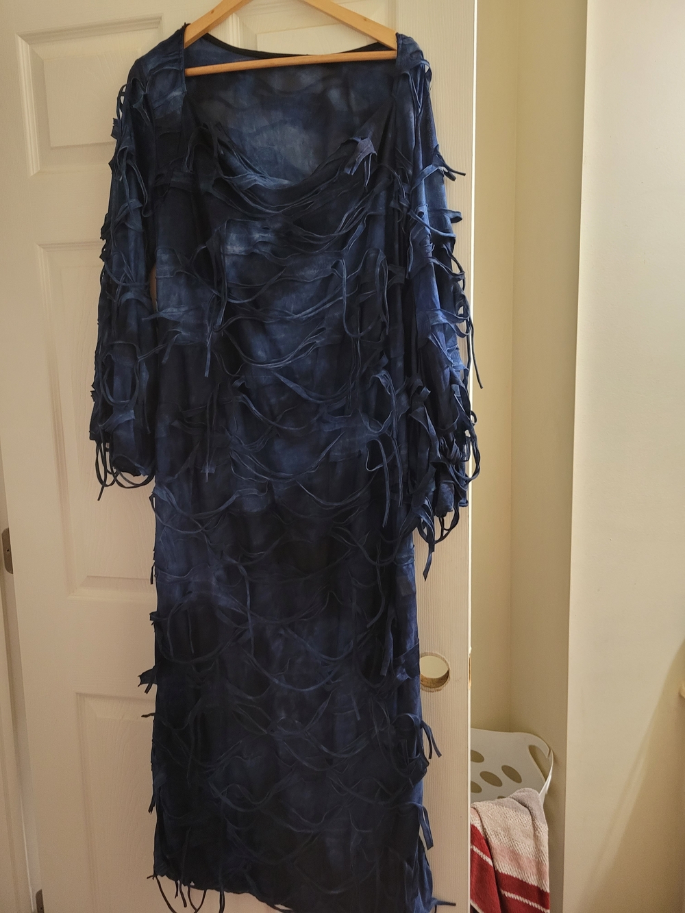 SHEIN Navy Blue Fringe-Tie Maxi Dress